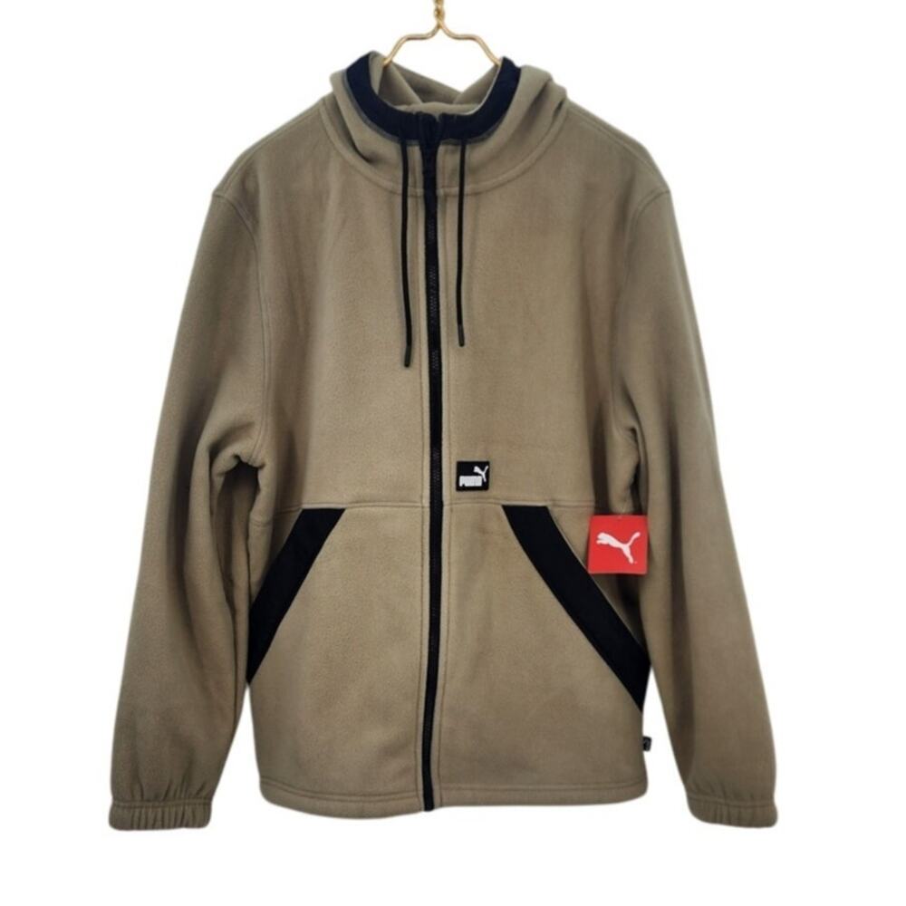 New NWT Puma Men's Hooded Polar Fleece Jacket Oak Branch Size Medium
